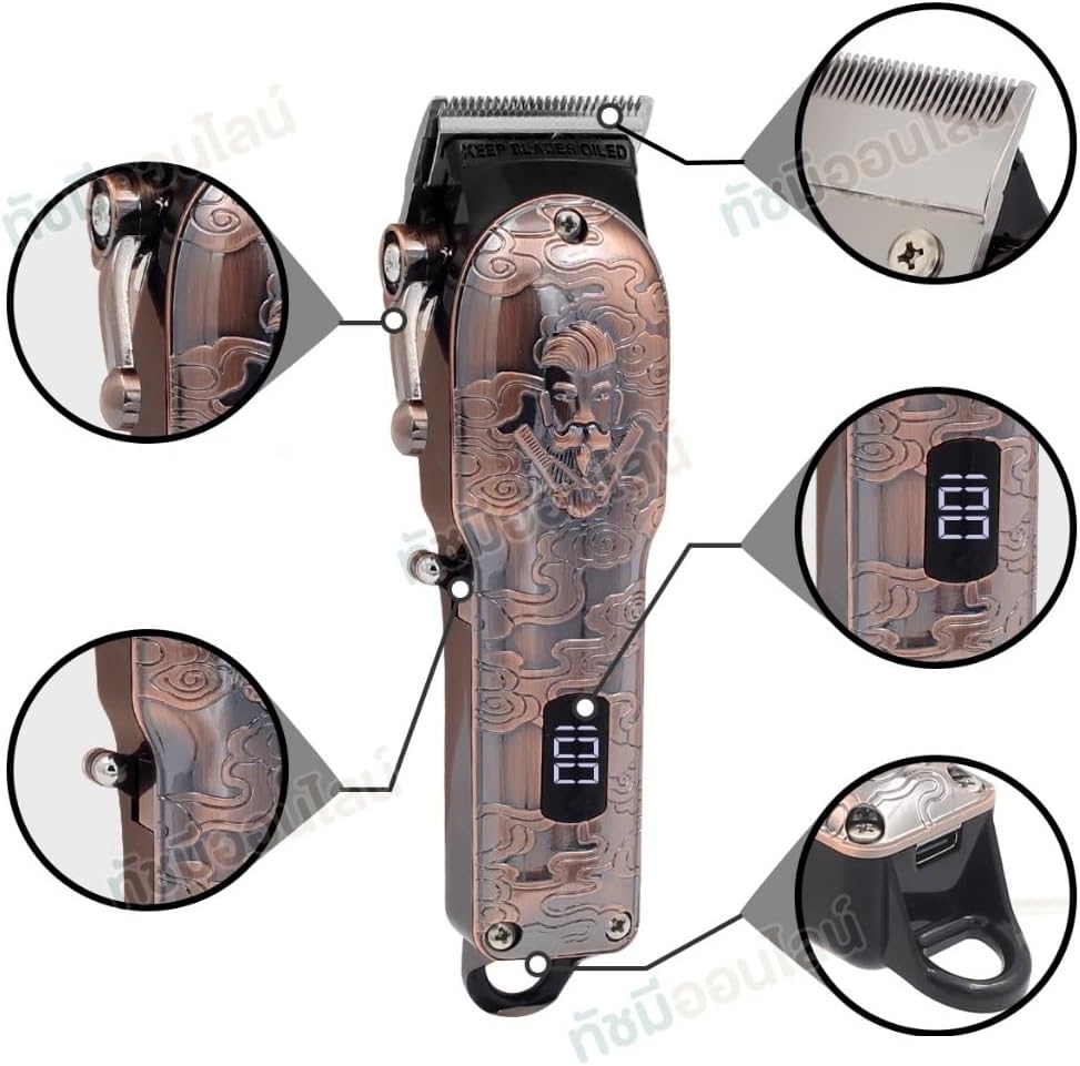 KEMEI Km-2623 Mens Clipper Cordless Barber Professional Hair Clipper LCD