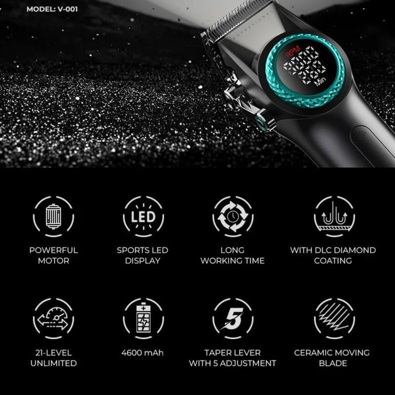 VGR V-001 Professional Cordless Hair Clipper – USB Powered, Ceramic Blades, Long Runtime Grooming Tool