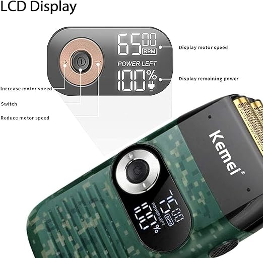 Kemei KM-2027 Professional Rechargeable Hair Trimmer – Cordless Use, Nose/Ear Trimmer, Precision Blades, 3 Guide Combs