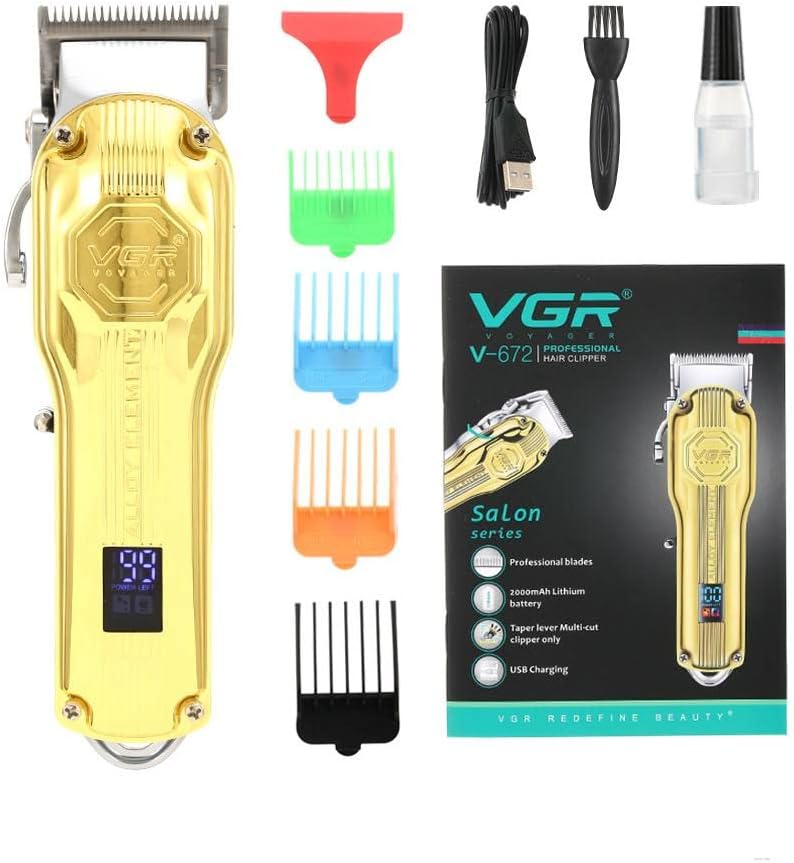 VGR -V-672 Full Metal LCD Digital Display Electric Professional Hair Clipper