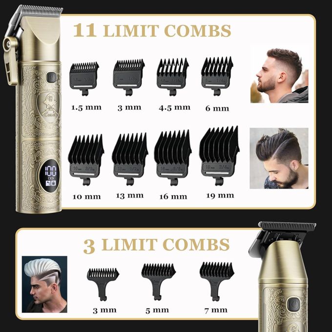 Kemei KM-T2235 Professional Hair Clipper – Rechargeable Electric Trimmer with LCD Display, IPX5 Waterproof, 2000mAh Battery