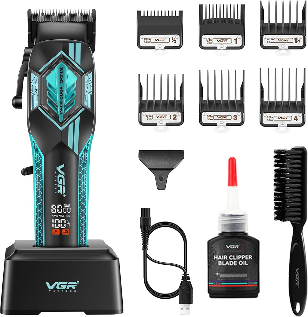 VGR V-119 Professional Men’s Hair Clipper – DLC Ceramic Blades, 8000 RPM Motor, Smart Display, 2500mAh Battery