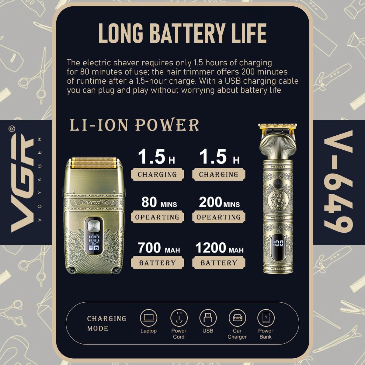 V-649 Professional Hair Trimmer Shaver