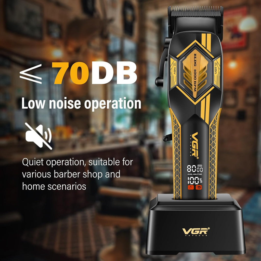 VGR V-119 Professional Men’s Hair Clipper – DLC Ceramic Blades, 8000 RPM Motor, Smart Display, 2500mAh Battery
