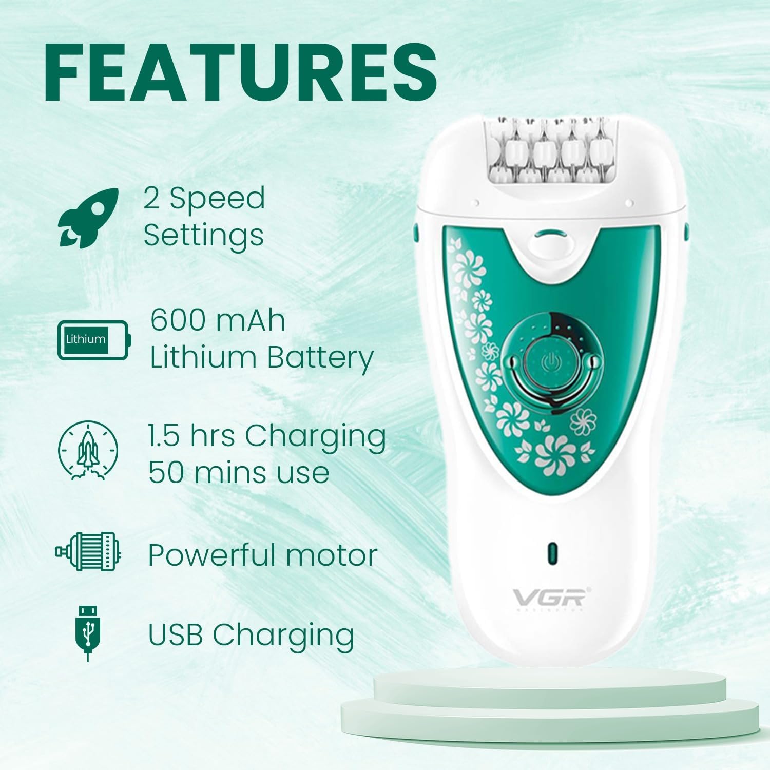 VGR V-722 Professional 2 in 1 Cordless Epilator for Women (multi color))
