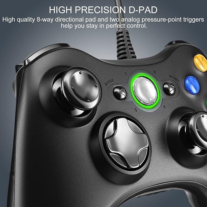 Xbox 360 Wired Controller – USB Gamepad for Xbox 360, Slim, and PC