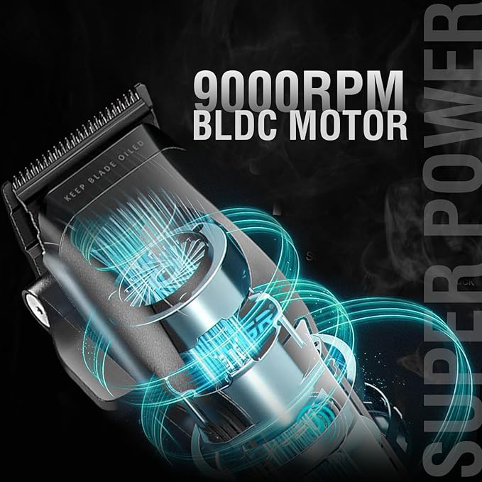 VGR V-195 Professional Hair Clipper for Men – 9000 RPM BLDC Motor, 2500mAh Battery, LED Display, 8 Metal Guide Combs