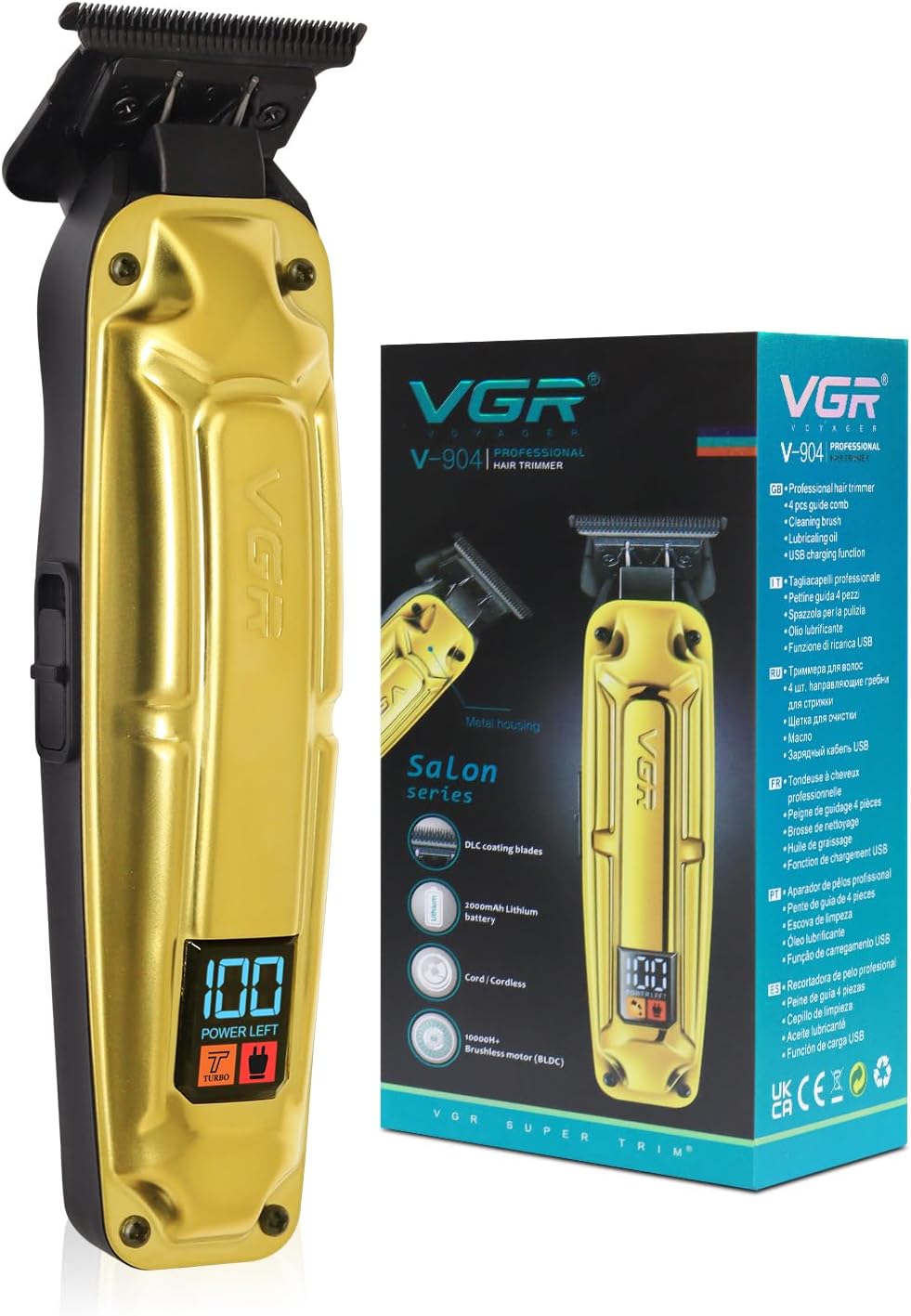 V-904 Professional Hair Clipper, Trimmer for men (Gold)