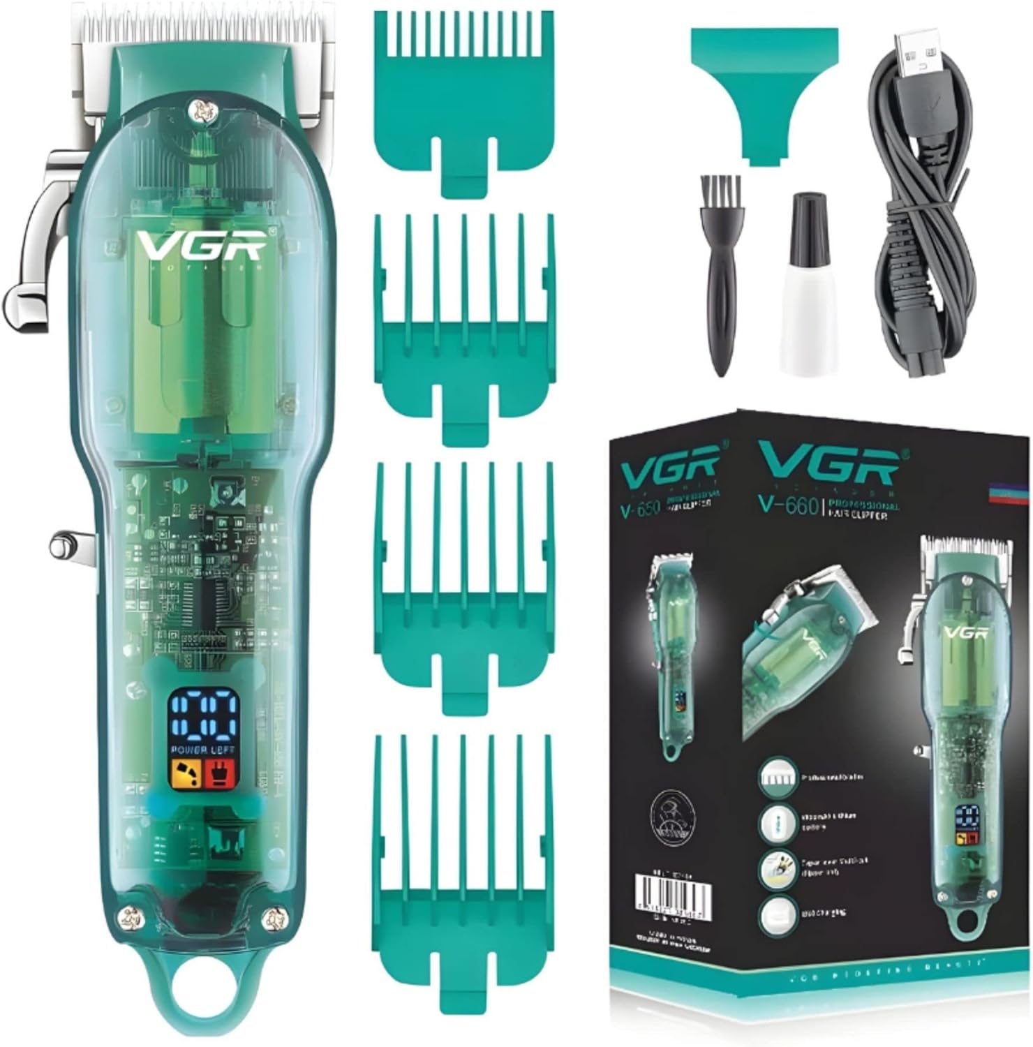VGR V-660 Professional Rechargeable cordless Hair Clipper with Self Sharpening Blades Multicolor