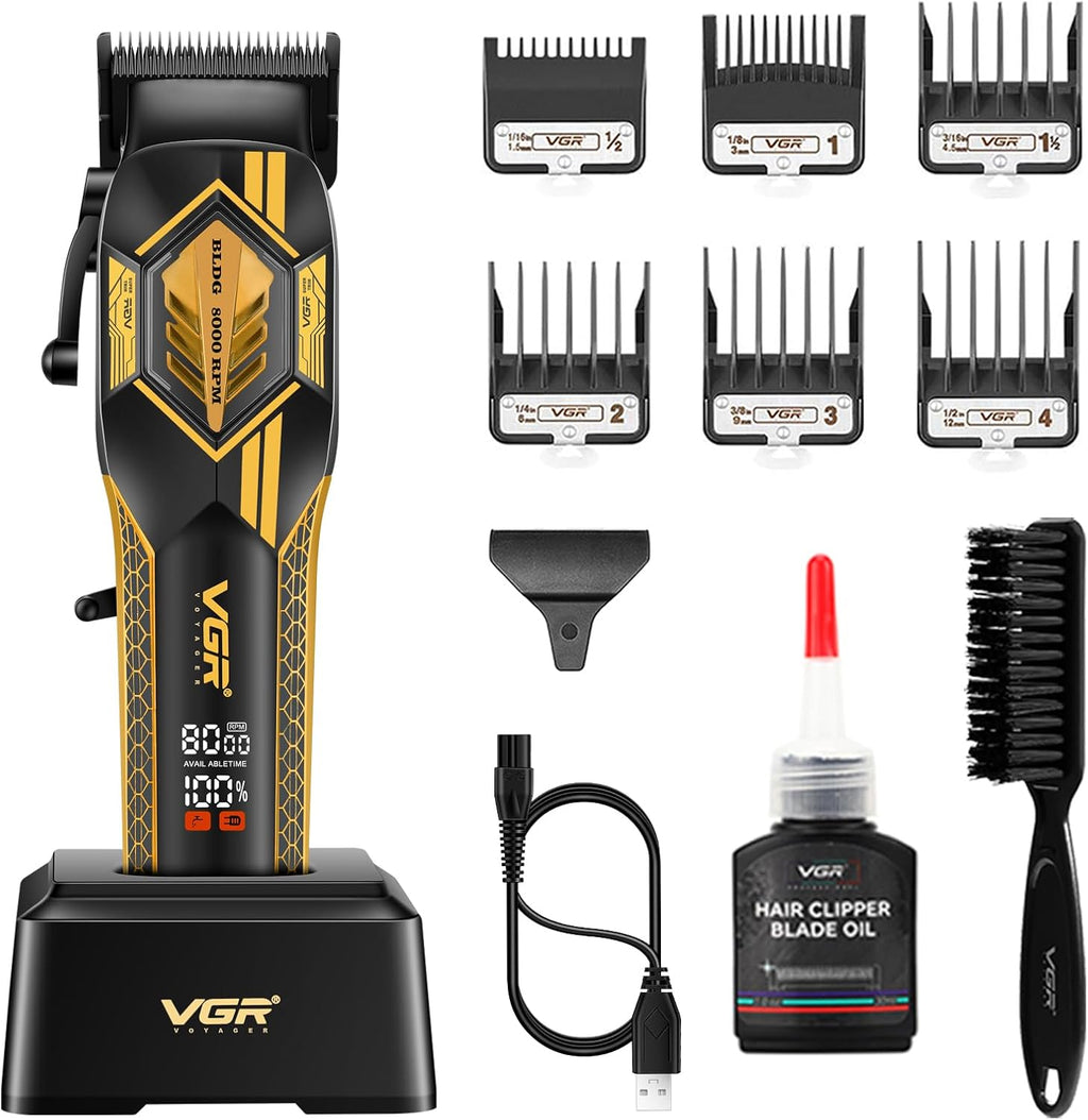 VGR V-119 Professional Men’s Hair Clipper – DLC Ceramic Blades, 8000 RPM Motor, Smart Display, 2500mAh Battery