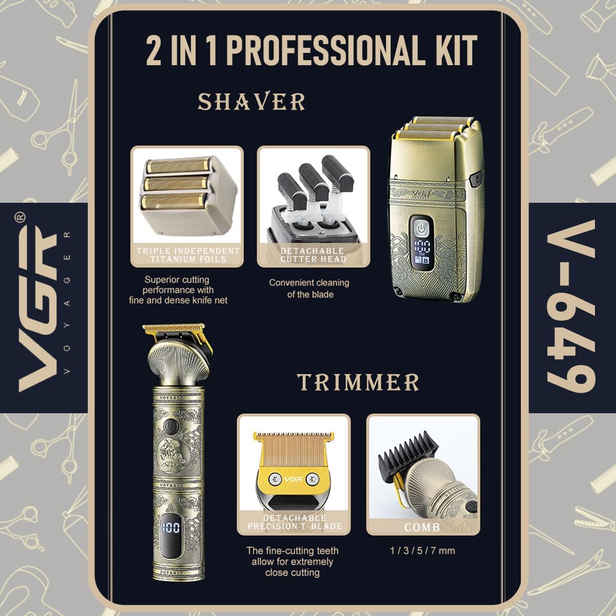 V-649 Professional Hair Trimmer Shaver