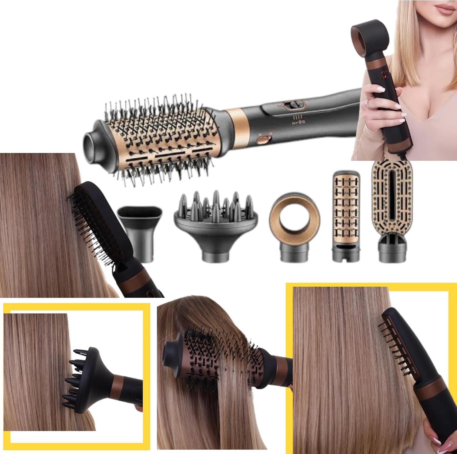 VGR V-491 Hot Air Comb 1000W 6in1 Multicolor