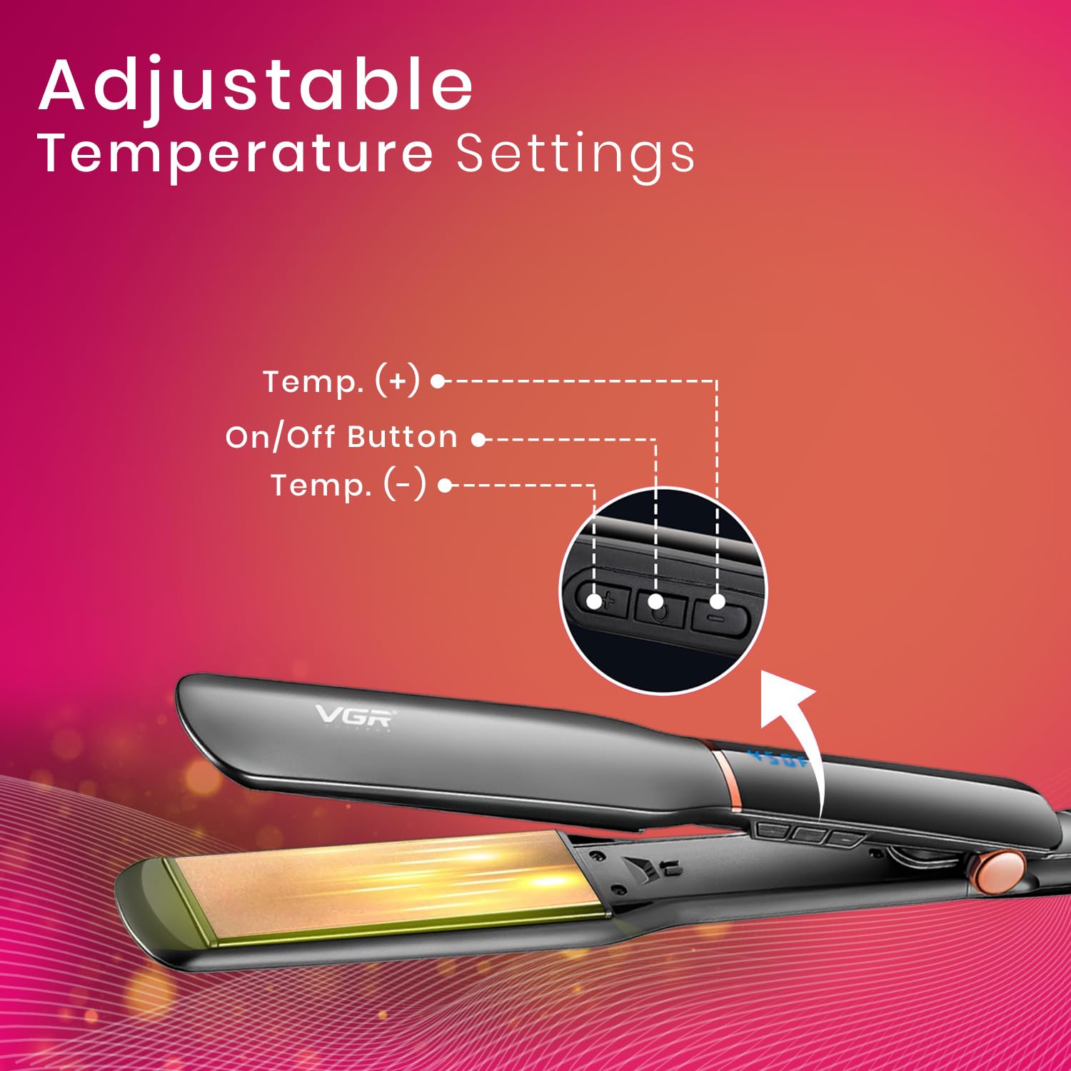 V-519 Professional Hair Straightener - 450'C Multicolour