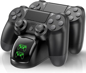 Dual Charging Dock for PS4 Controllers – Fast Charger with LED Indicator , Black