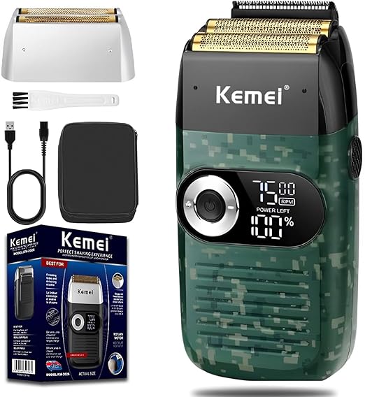 Kemei KM-2027 Professional Rechargeable Hair Trimmer – Cordless Use, Nose/Ear Trimmer, Precision Blades, 3 Guide Combs