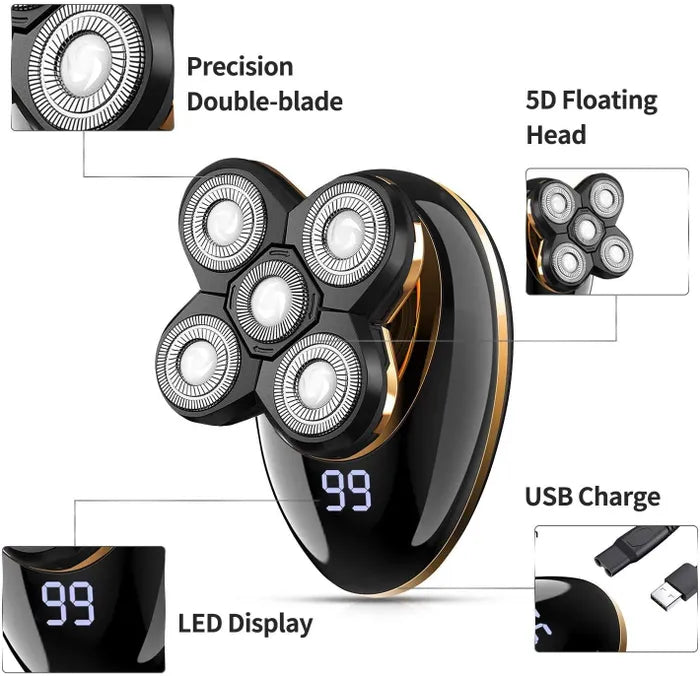 V-302 Hair Trimmers - 4 In 1 Rotary Electric Shaver Wet Hair Clipper (Black)