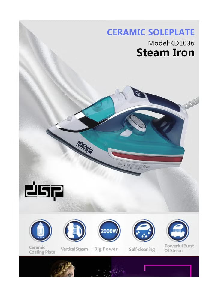 DSP KD1036 – 2000W Steam Iron with Ceramic Soleplate