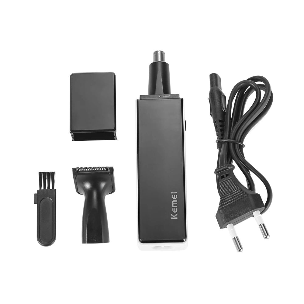 Kemei KM-6672 Nose & Ear Hair Trimmer for Men & Women – White, Rechargeable