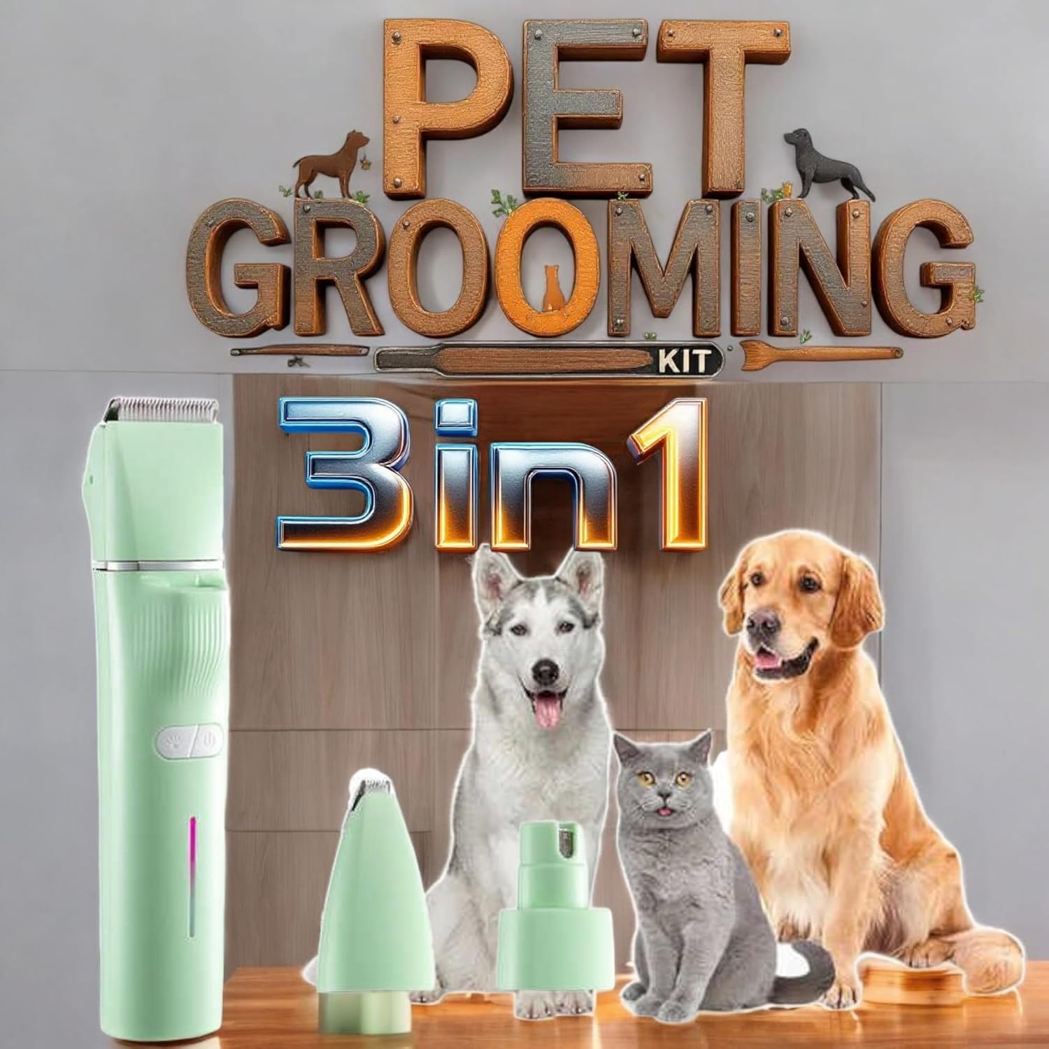 VGR V-219 3-in-1 Pet Hair Clipper with Rechargeable Light