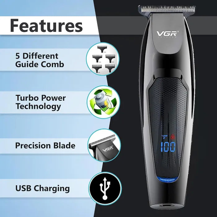 V-070Rechаrɡеable Waterproof Hair Trimmer Black 700grams