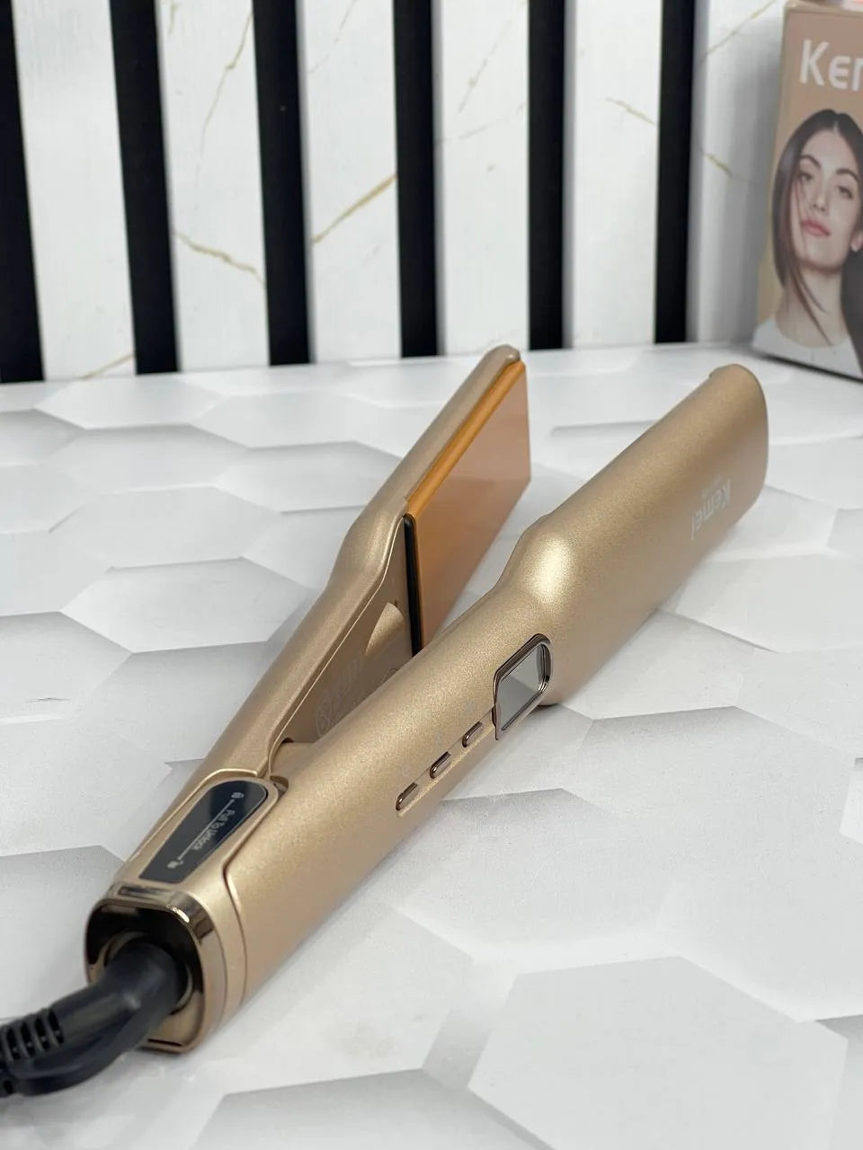 Kemei KM-3155 Professional Hair Straightener – Digital Display, 1056°F Ceramic Plates, Fast Heating, 5-Level Temperature Control