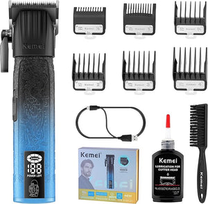Kemei 8550 Cordless Hair Clipper for Men – LED Display, 9000 RPM Motor, Ceramic Blades, Beard & Hair Trimmer