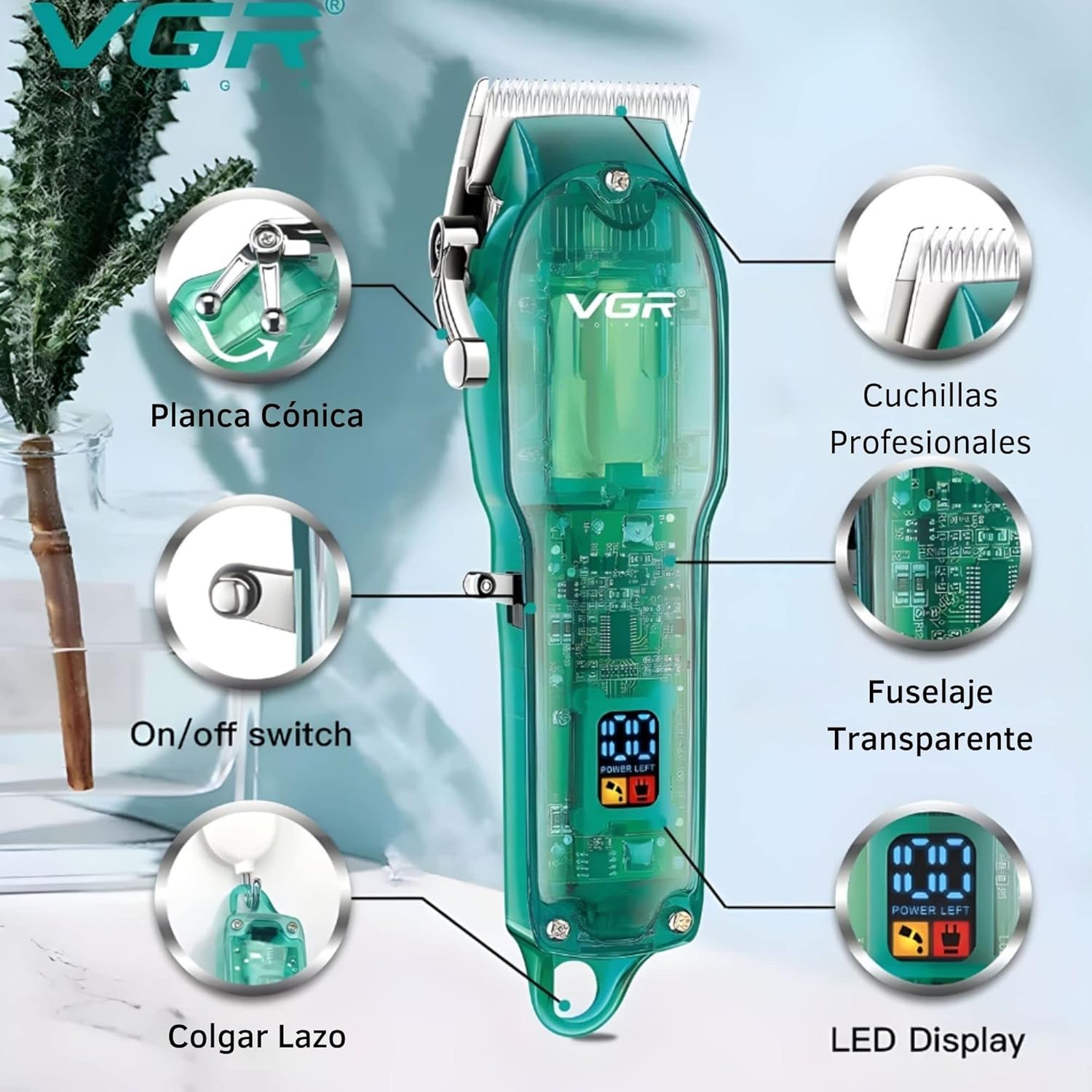 VGR V-660 Professional Rechargeable cordless Hair Clipper with Self Sharpening Blades Multicolor