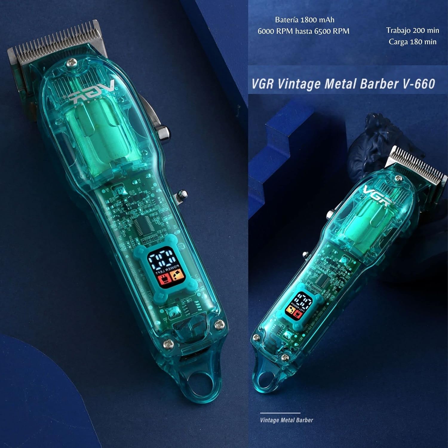 VGR V-660 Professional Rechargeable cordless Hair Clipper with Self Sharpening Blades Multicolor