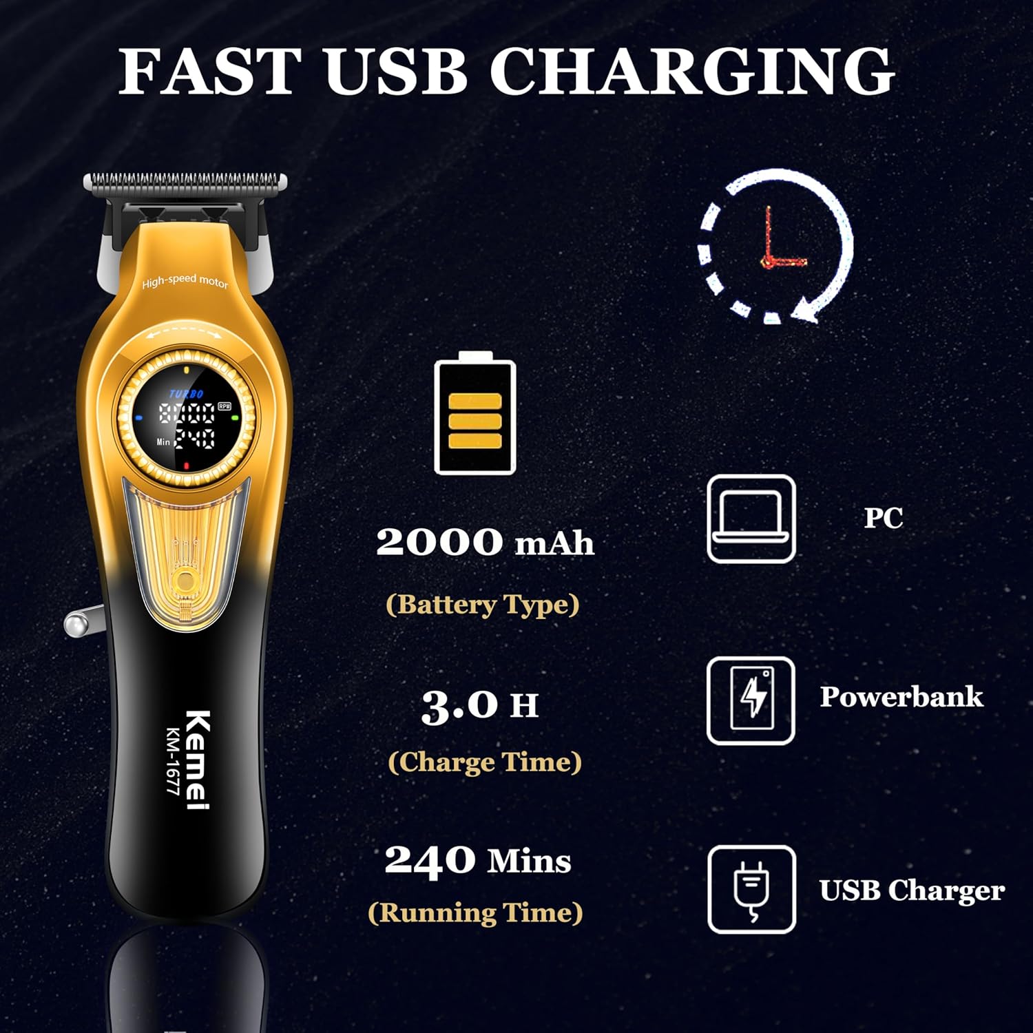 KEMEI KM-1677 Beard Trimmer for Men