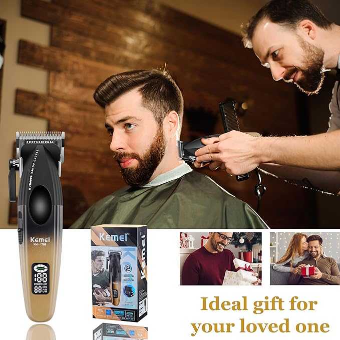 Kemei KM-1788 Professional Cordless Hair Clipper – 9000 RPM, LED Display, 2500mAh Battery, Carbon Steel Blade