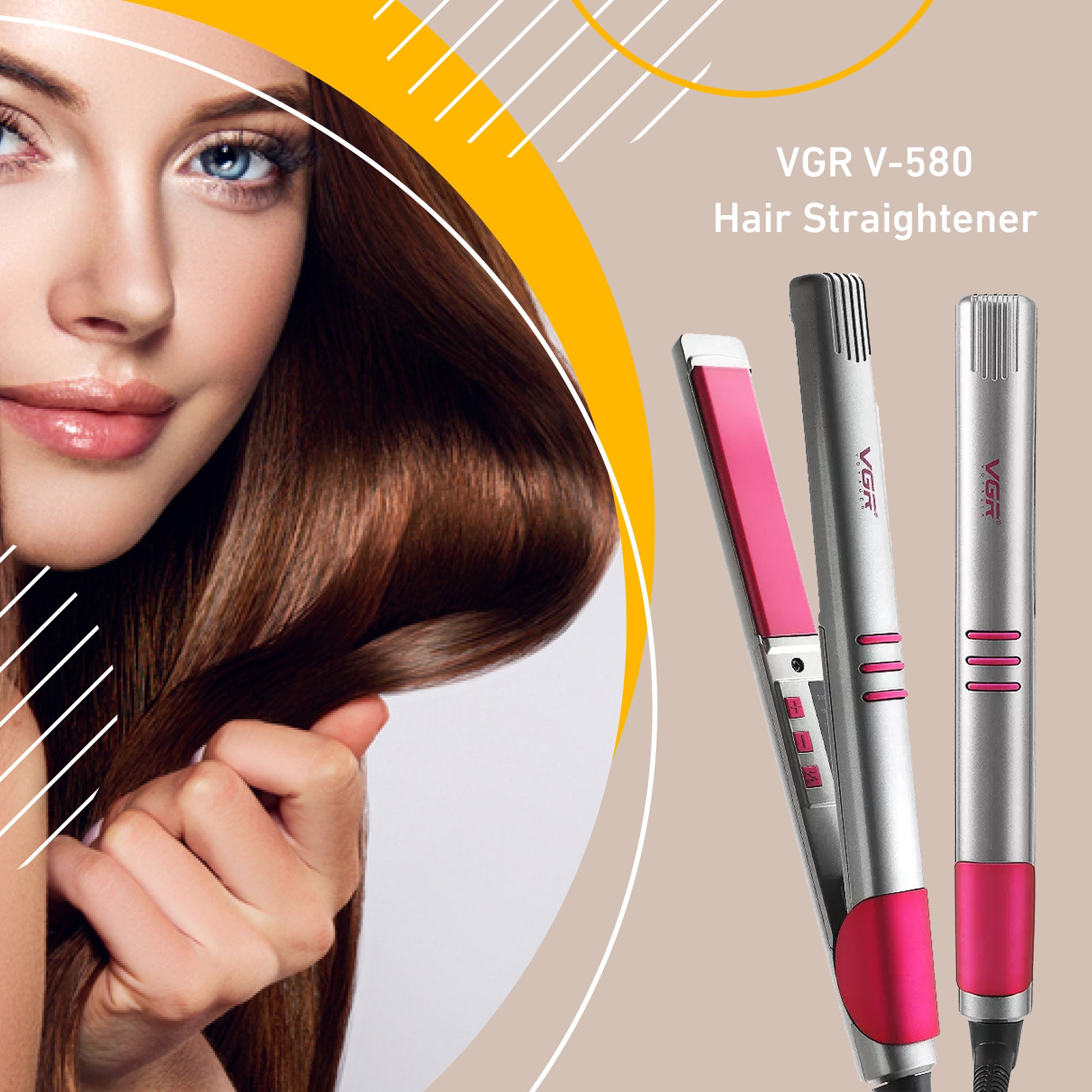 VGR V-580 Hair Straightener & Curler – Professional Ceramic Styling Tool, Fast Heating, Adjustable Temperature