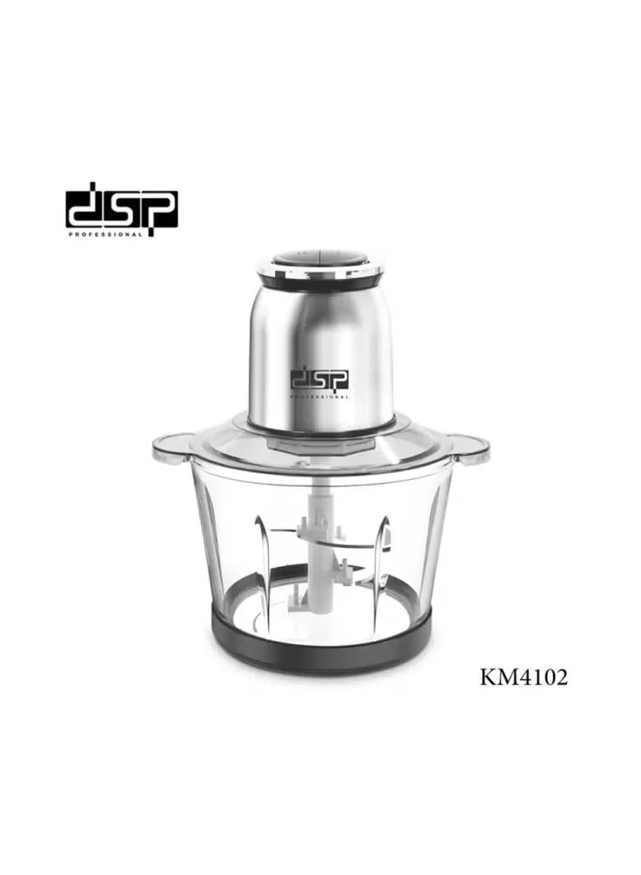 DSP Food Chopper, 250W, 2L Stainless Steel & Glass Bowl – KM4102