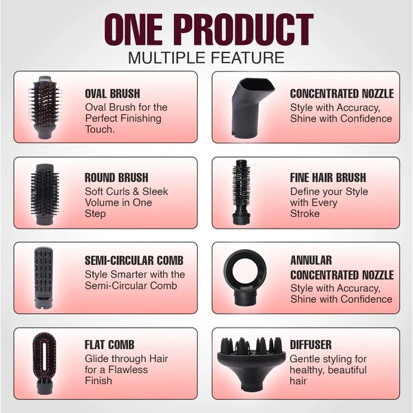 VGR V-488 Professional 8-in-1 Hot Air Brush