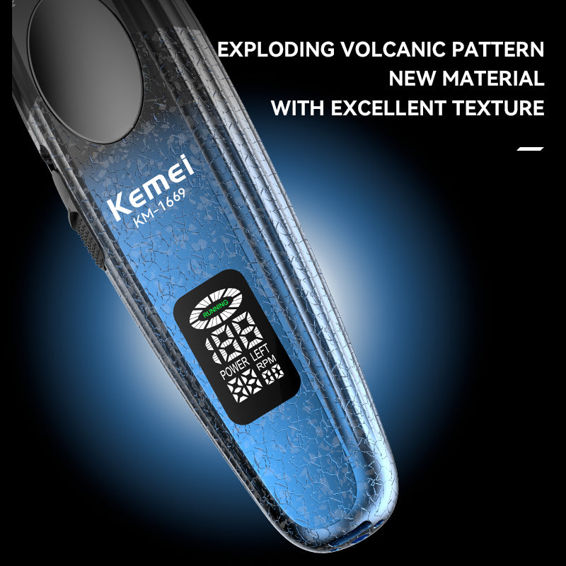 Kemei KM-1669 Professional Hair Clipper – LCD Display, 240min Runtime, USB Rechargeable, Metal Housing