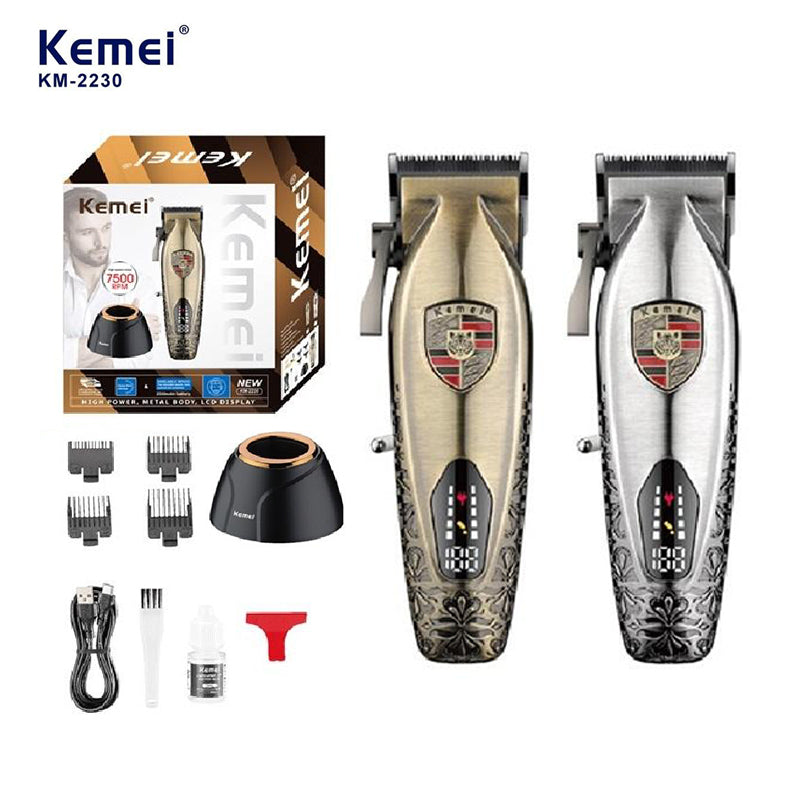 Kemei KM-2230 Professional Cordless Hair Clipper – Rechargeable, Stainless Steel Blades, Powerful Motor