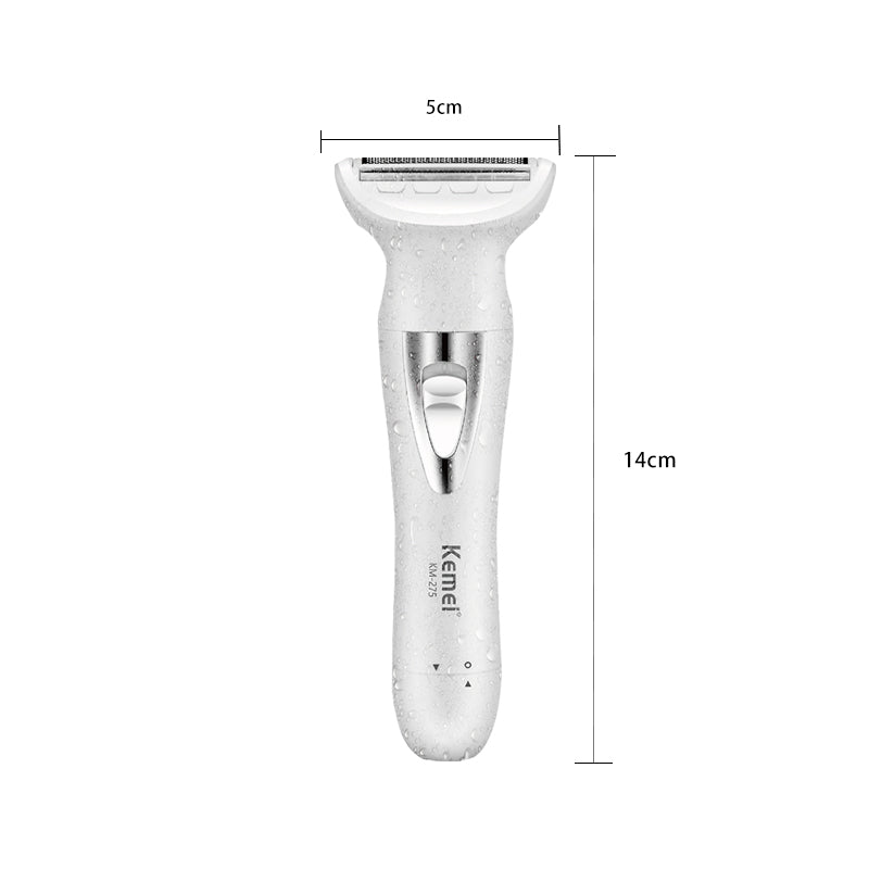 Kemei KM-275 Lady Epilator - Waterproof USB Electric Hair Remover for Face, Body & Legs