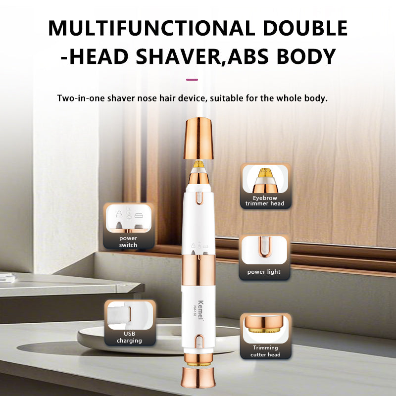 Kemei KM-152 Women’s Hair Clipper & Eyebrow Trimmer – Rechargeable Facial & Body Grooming Tool