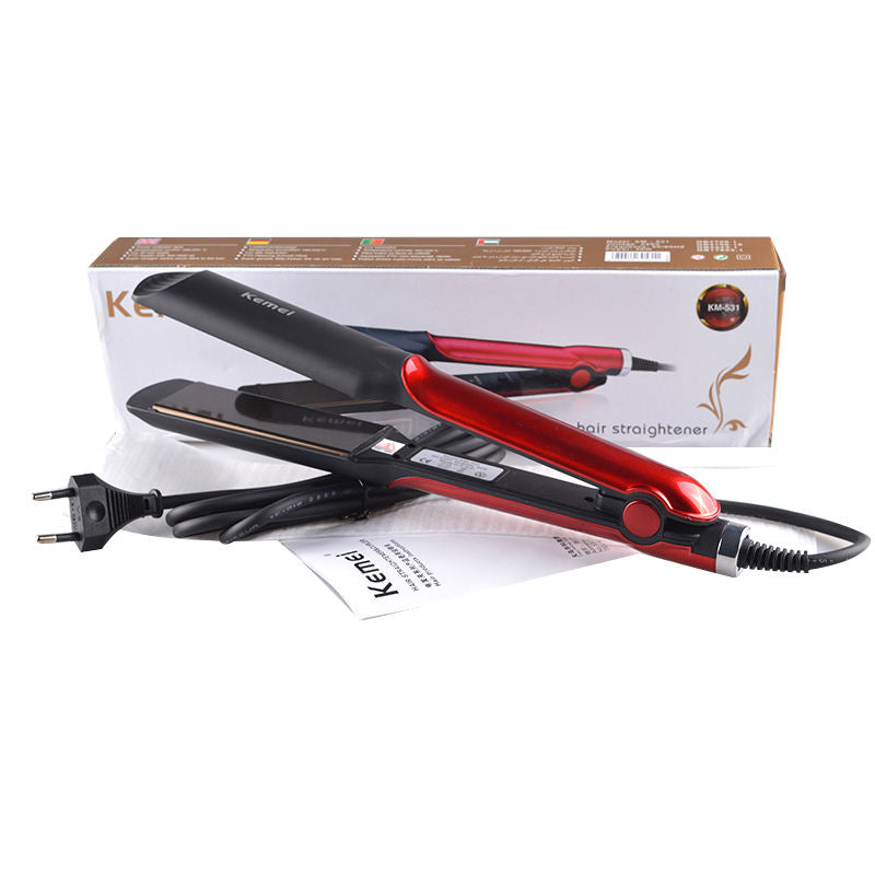 Kemei KM-531 Professional Hair Straightener – Black/Red – High-Performance Styling Tool for Women & Family Use