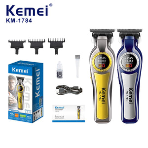 Kemei KM-1784 Professional Hair Clipper – USB Rechargeable with LCD Display and Adjustable Speeds