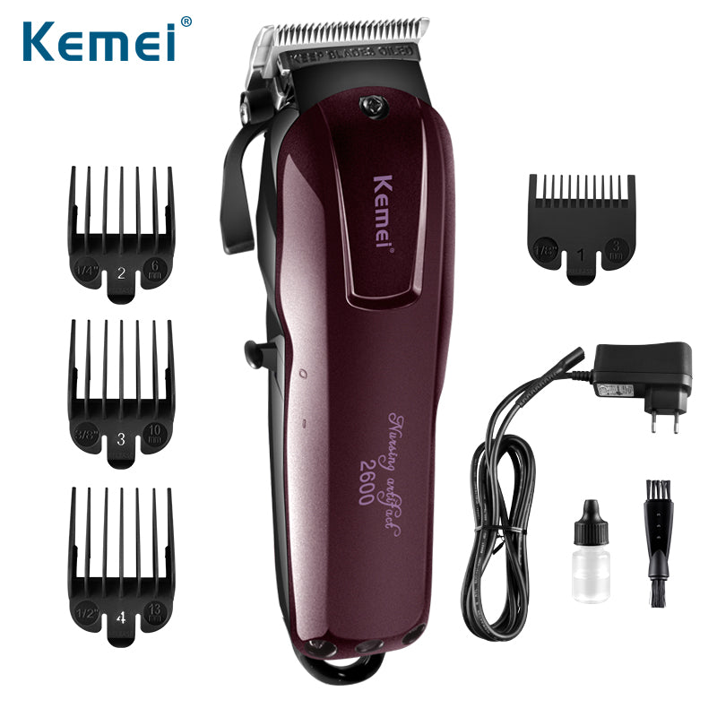 KEMEI KM-2600 Rechargeable Face Trimmer – Dry Shave, Stainless Steel Blade, Battery/Electric Powered, Multi-Color Design