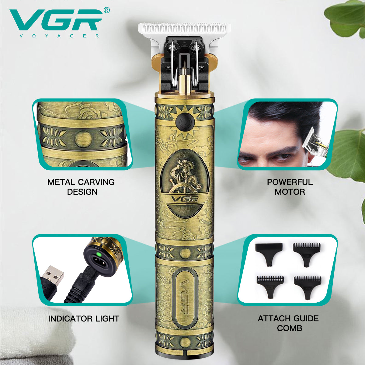 VGR V-085 Professional Hair Trimmer – Gold