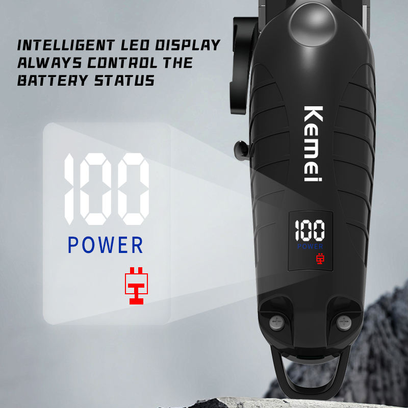 KEMEI KM-PG2290D Cordless Electric Hair Clipper – 2000mAh Battery, 10W Power, LED Display, USB Charging