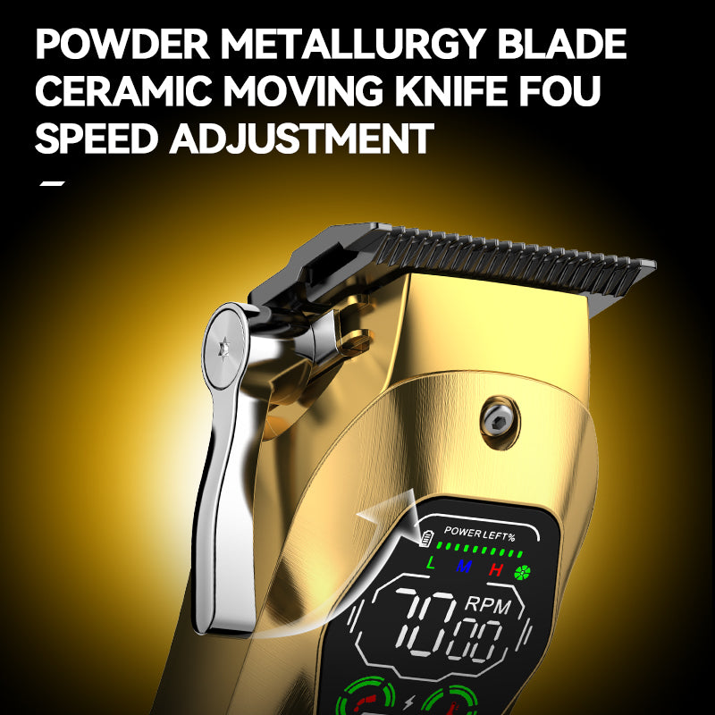 Kemei KM-1698 Gold Professional Hair Clipper – Ceramic Blade, 7000 RPM Motor, Adjustable Blade Level