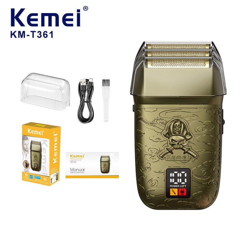 Kemei KM-T361 Rotary Electric Shaver for Men – Twin Blade, Metal Body