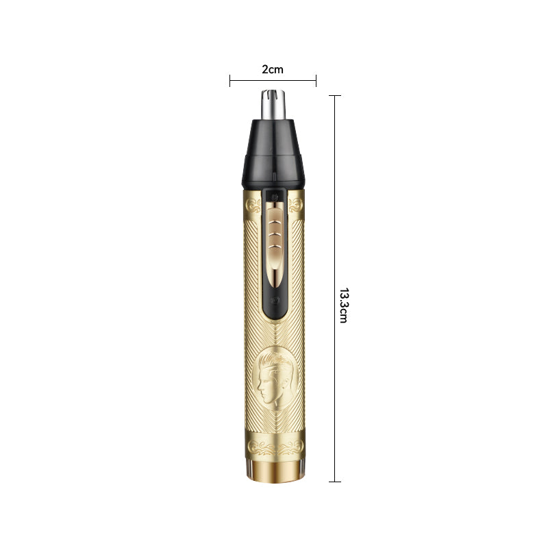 Kemei KM-133 4-in-1 Ear & Nose Hair Trimmer for Men – USB Powered, Portable, Easy Clean, Gold