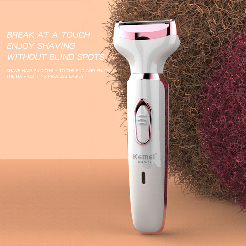 Kemei KM-6713 Women Epilator – Painless Multifunction Hair Remover, USB & Battery Powered