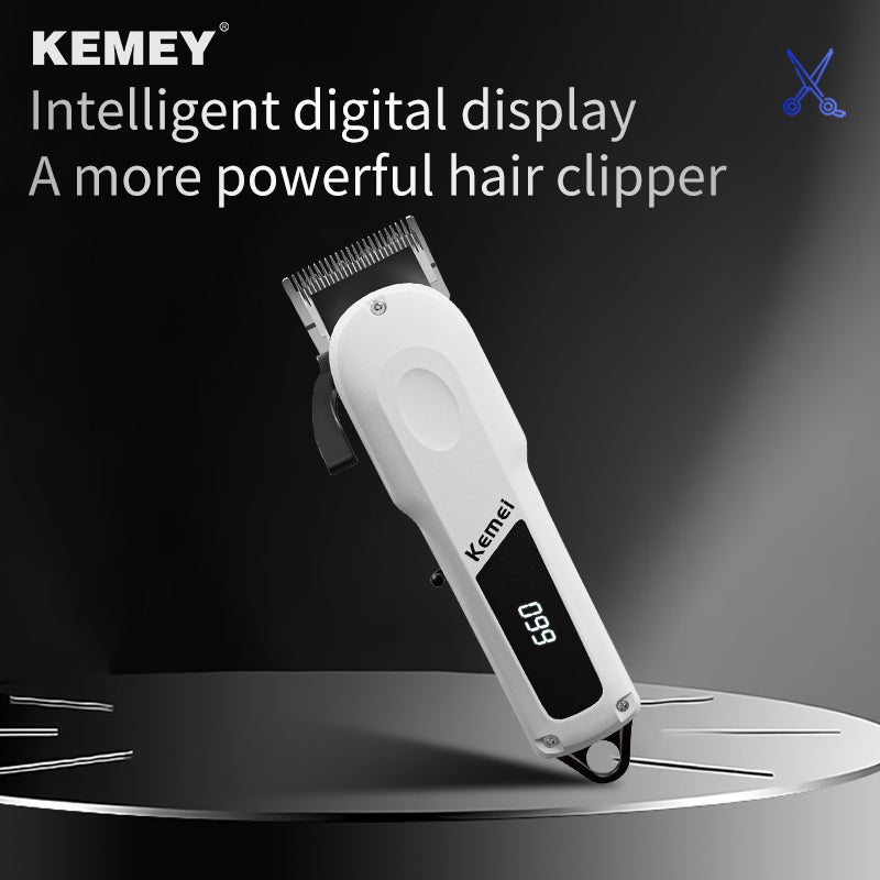 Kemei KM-807 Professional Hair Clipper – Carbon Steel Blades, Digital LCD,  USB Charging