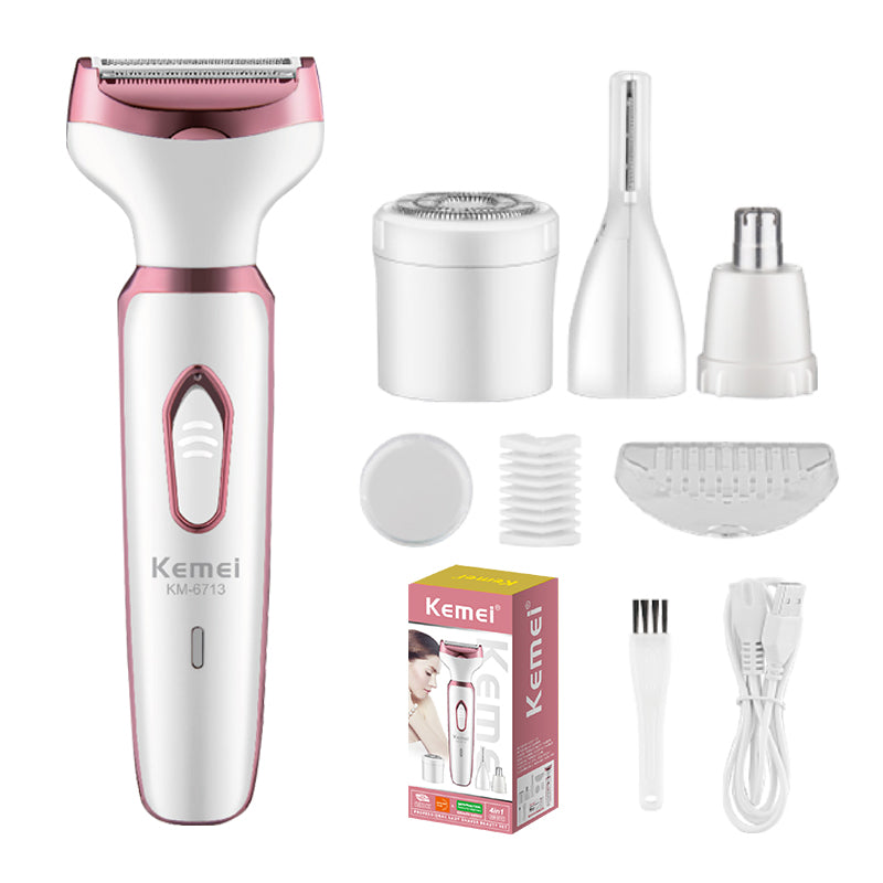 Kemei KM-6713 Women Epilator – Painless Multifunction Hair Remover, USB & Battery Powered
