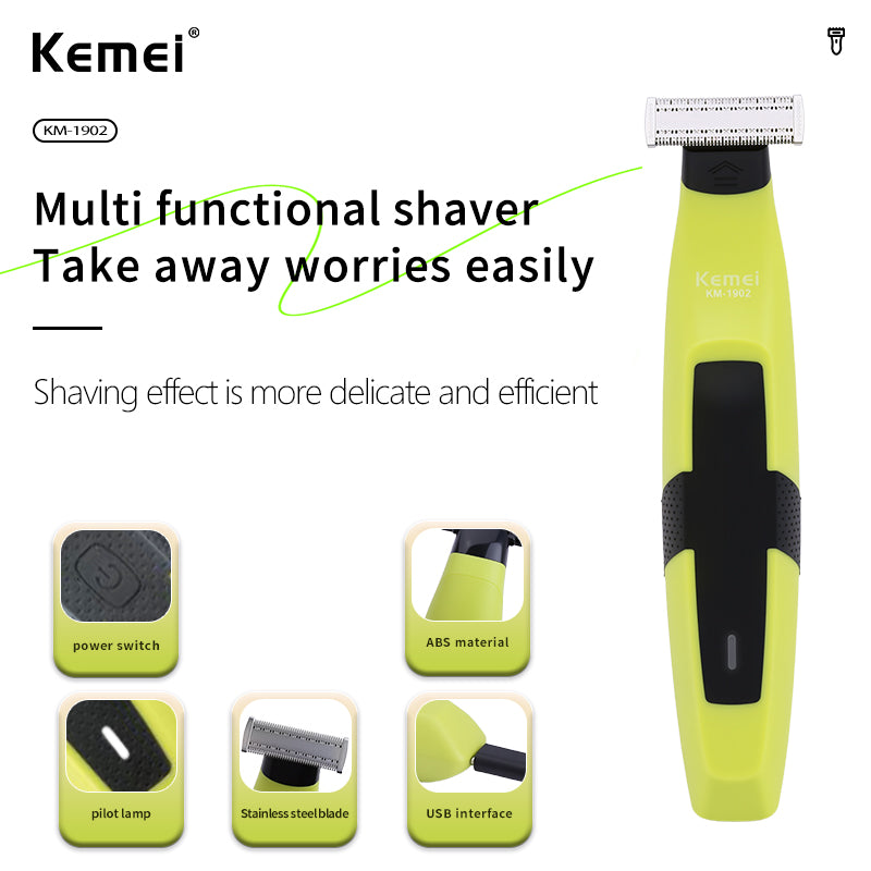 Kemei KM-1902 Lady Epilator – USB Rechargeable, Waterproof IPX7 Hair Removal Device