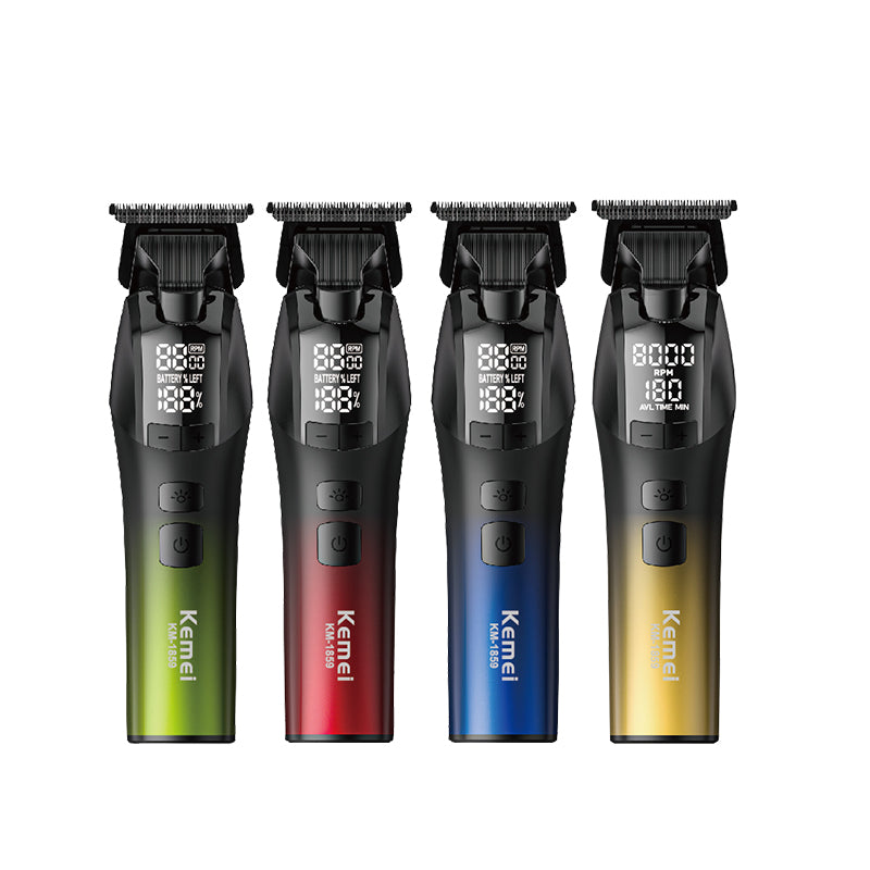 KEMEI KM-1859 Professional Hair Clipper – DLC Blade, 2000mAh Battery, LCD Display, USB/Electric, Adjustable Speeds